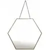 Image de Miroir hexagonal avec chaînette en métal doré 30x26cm
