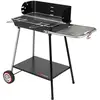 Image de Barbecue à charbon de bois avec tablette en bois métal noir