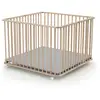 Image de Parc bébé pliant en bois hêtre brut 100 x 100 cm