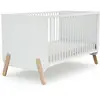 Image de Lit bébé évolutif en bois Blanc et Hêtre Verni 70 x 140 cm