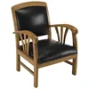 Image de Fauteuil en teck et cuir noir