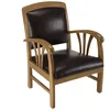 Image de Fauteuil en teck et cuir marron