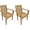 Image de Ensemble de 2 fauteuils de jardin empilables en teck