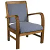 Image de Fauteuil en teck tissu bleu