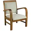 Image de Fauteuil pétales en teck et tissu bleu clair