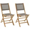 Image de Lot de 2 chaises de jardin pliantes teck et textilène taupe