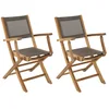 Image de Lot de 2 fauteuils de jardin pliants teck et textilène taupe