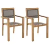 Image de Lot de 2 fauteuils jardin empilables teck et textilène taupe