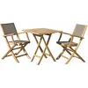 Image de Table de jardin et chaises en teck et textilene 2 personnes