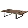 Image de Table basse multi-planches en bois massif cerclée métal l161