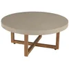 Image de Table basse ronde 92x92cm en béton beige pieds croisés en teck d92