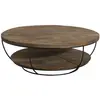 Image de Table basse coque 2 plateaux en teck recyclé métal noir d100