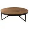 Image de Table basse ronde en teck recyclé pieds métal d110