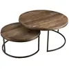 Image de Tables basses gigogne en teck recyclé acacia mahogany métal noir d80