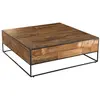 Image de Table basse carrée en teck recyclé et métal l100