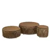 Image de Set de 3 tables basses rondes en tissage de fibre de cocotier