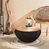 Image de Table basse ronde en rotin noir plateau amovible d66