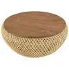 Image de Table basse ronde en rotin beige plateau amovible d66