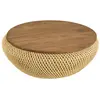 Image de Table basse ronde en rotin beige plateau amovible d81