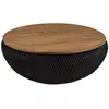 Image de Table basse ronde en rotin noir plateau amovible d100