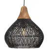 Image de Suspension ''cloche'' 40x40cm en rotin couleur noire et teck