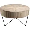 Image de Table basse ronde nature plateau en teck pieds épingles métal noir d90