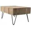 Image de Table basse 2 tiroirs plateau en teck pieds épingles métal l90