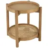Image de Table d'appoint en mindi 45.5cm avec tablette en rotin naturel