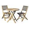 Image de Table de jardin et chaises en teck et textilene 2 personnes