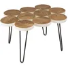 Image de Table basse plateau rondelles bois teck pieds épingles métal l80