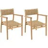 Image de Lot de 2 fauteuils jardin teck rotin synthétique motif losange