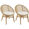 Image de Lot de 2 fauteuils jardin arrondi teck rotin synthétique