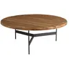 Image de Table basse ronde pin recyclé et pieds métal noir d90