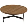 Image de Table basse ronde pin recyclé et pieds métal noir d70
