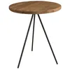 Image de Table d'appoint ronde pin recycl  pieds m tal noir d45