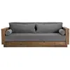 Image de Canap  3 places bois pin recycl  tissu gris