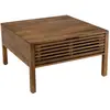 Image de Table basse carrée 70x70cm en bois de manguier 2 tiroirs ajourés