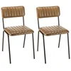 Image de Lot de 2 chaises assise et dossier matelassés cuir pieds acier