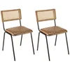 Image de Lot de 2 chaises manguier assise matelassée cuir dossier droit