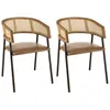 Image de Lot de 2 fauteuils assise cuir dossier en manguier et rotin