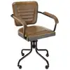 Image de Fauteuil roulettes assise matelassée cuir accoudoirs manguier