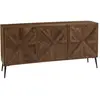 Image de Buffet 3 portes bois recyclé formes symétriques pieds métal