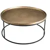 Image de Table basse ronde aluminium doré pieds ronds métal noir d88