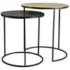 Image de 2 tables d'appoint gigognes rondes aluminium doré noir métal d48