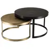 Image de 2 tables rondes gigognes aluminium noir dor  pieds m tal d75