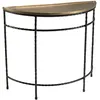 Image de Console demi-lune 90x36cm alu doré pieds métal noirs torsadés