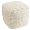 Image de Pouf carré en laine texturée couleur ivoire