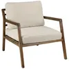 Image de Fauteuil en tissu  cru, structure et accoudoirs en bois