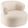 Image de Fauteuil en tissu bouclette écru assise arrondie