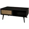 Image de Table basse 1 niche 2 tiroirs en pin cannage couleur noire l100